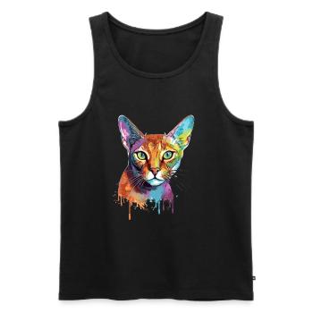 Chat abyssin coloré - Débardeur bio Premium Homme - noir - Devant - Michal (187cm)