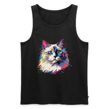 Bunte Ragdoll Katze - Männer Premium Bio Tank Top - Schwarz - Vorne - AI Model Male 178 light (178cm)