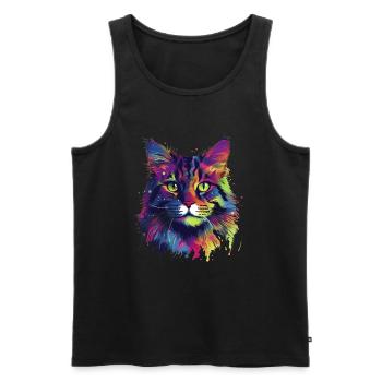 Bunte Maine-Coon-Katze - Männer Premium Bio Tank Top - Schwarz - Vorne - AI Model Male 178 light (178cm)
