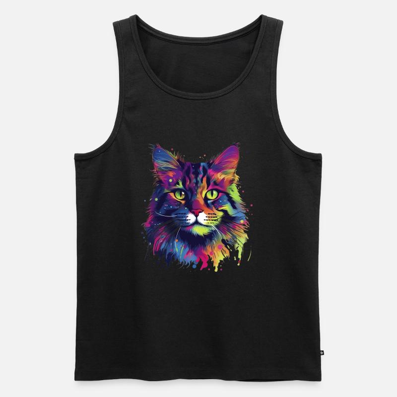 Bunte Maine-Coon-Katze - Männer Premium Bio Tank Top - Schwarz