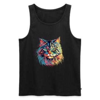 Bunte sibirische Katze - Männer Premium Bio Tank Top - Schwarz - Vorne - AI Model Male 178 light (178cm)