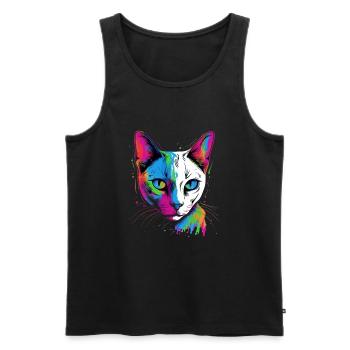 Bunte Tonkanese Katze - Männer Premium Bio Tank Top - Schwarz - Vorne - AI Model Male 178 light (178cm)