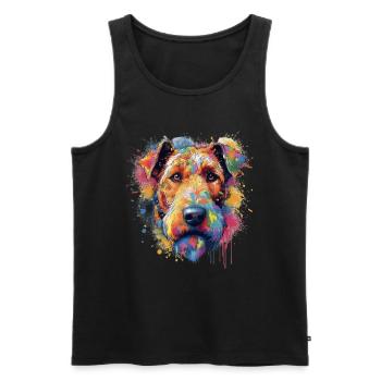 Bunte Airedale-Terrier - Männer Premium Bio Tank Top - Schwarz - Vorne - AI Model Male 178 light (178cm)