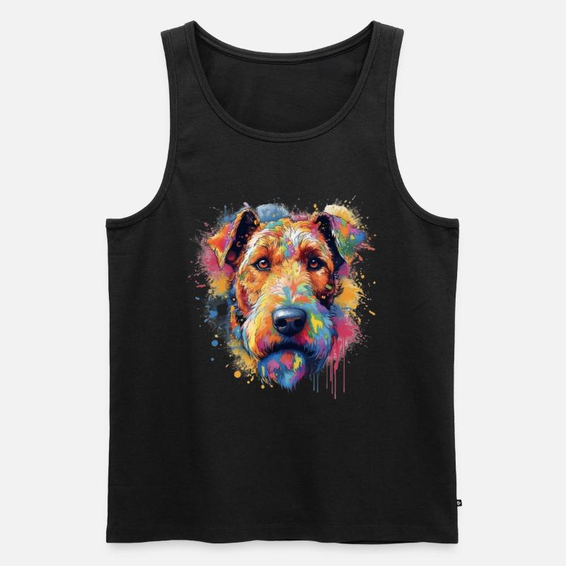 Bunte Airedale-Terrier - Männer Premium Bio Tank Top - Schwarz