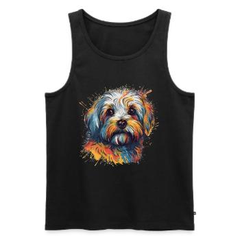Bunter Havaneser Hund - Männer Premium Bio Tank Top - Schwarz - Vorne - Michal (187cm)