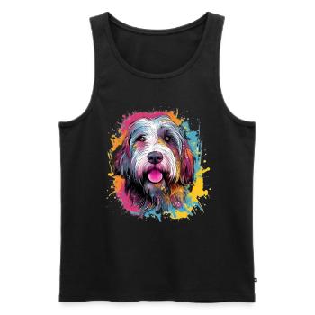 Colorful Bearded-collie - Men's Premium Organic Tank Top - black - Front - AI Model Male 178 light (178cm)