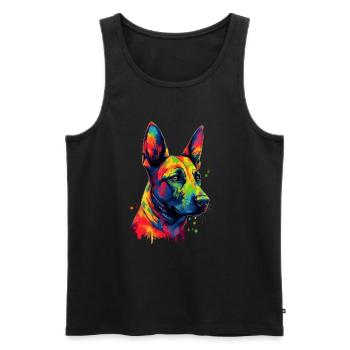 Bunte belgische Malinois - Männer Premium Bio Tank Top - Schwarz - Vorne - AI Model Male 178 light (178cm)