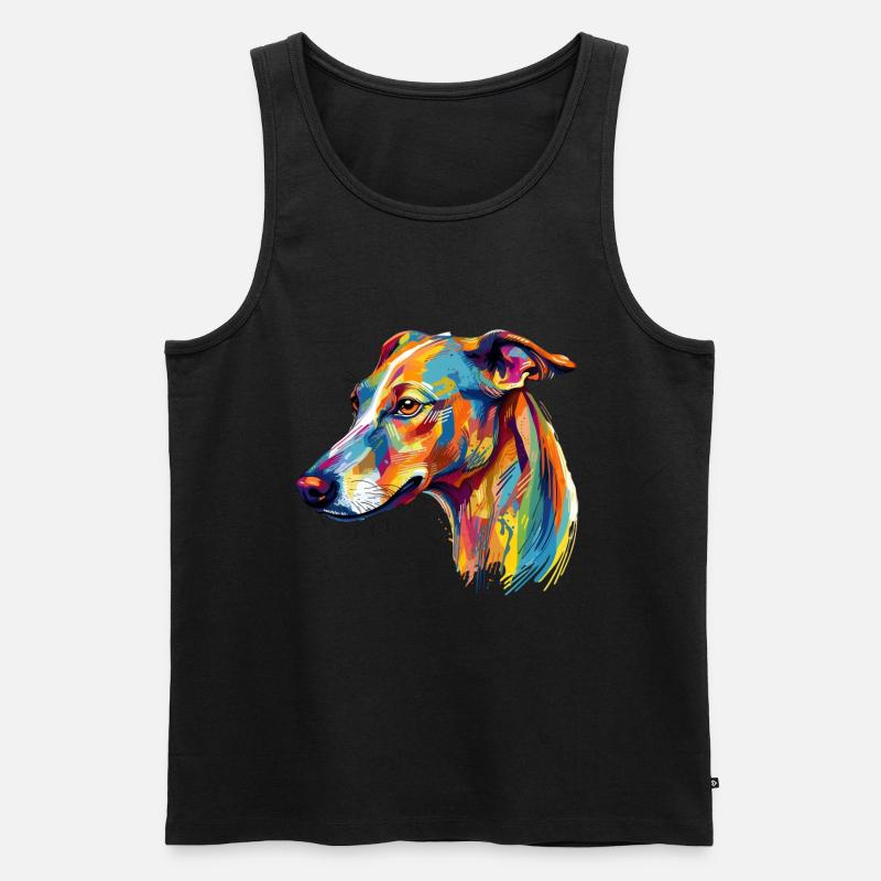 Buntes Whippet - Männer Premium Bio Tank Top - Schwarz