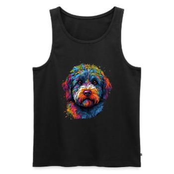 Bunter Lagotto Romagnolo - Männer Premium Bio Tank Top - Schwarz - Vorne - AI Model Male 178 light (178cm)