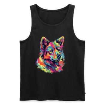 Colorful Norwegian-buhund - Men's Premium Organic Tank Top - black - Front - Michal (187cm)