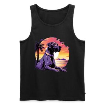 Colorful Great-dane with sunglasses - Men's Premium Organic Tank Top - black - Front - AI Model Male 178 light (178cm)