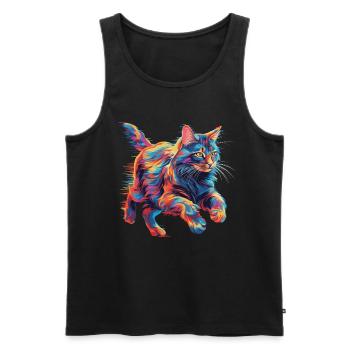 Bunte Maine Coon Katze Neon - Männer Premium Bio Tank Top - Schwarz - Vorne - Michal (187cm)