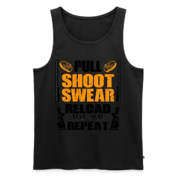 Skeet Sprüche | Wurfscheiben Tontaube Geschenkidee - Männer Premium Bio Tank Top - Schwarz - Vorne - Michal (187cm)