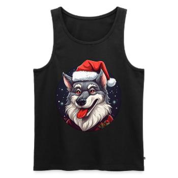 Wolf Christmas - Men's Premium Organic Tank Top - black - Front - AI Model Male 178 light (178cm)