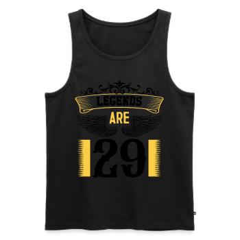 Legends are 29 years old, birthday 29 - Men's Premium Organic Tank Top - black - Front - AI Model Male 178 light (178cm)