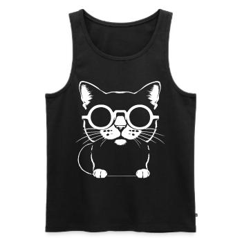 Drôle de chat avec des lunettes de soleil Chaton Sunglas Cats - Débardeur bio Premium Homme - noir - Devant - Michal (187cm)
