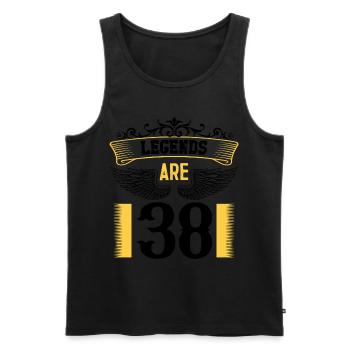 Legends are 38 years old, birthday 38 - Men's Premium Organic Tank Top - black - Front - AI Model Male 178 light (178cm)