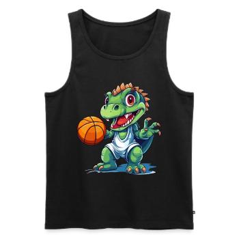 Basket-ball Dinosaure T-Rex Joueur Sports Cartoon - Débardeur bio Premium Homme - noir - Devant - Michal (187cm)