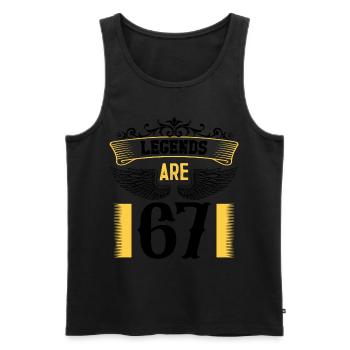 Legends are 67 years old, birthday 67 - Men's Premium Organic Tank Top - black - Front - AI Model Male 178 light (178cm)