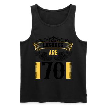 Legends are 70 years old, birthday 70 - Men's Premium Organic Tank Top - black - Front - AI Model Male 178 light (178cm)