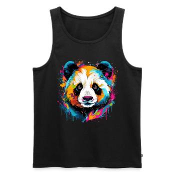 Panda coloré éclaboussures d’éclaboussures de peinture - Débardeur bio Premium Homme - noir - Devant - AI Model Male 178 light (178cm)