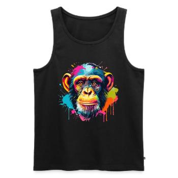 Bunter Schimpanse Farbkleckse Farbspritzer - Männer Premium Bio Tank Top - Schwarz - Vorne - Michal (187cm)