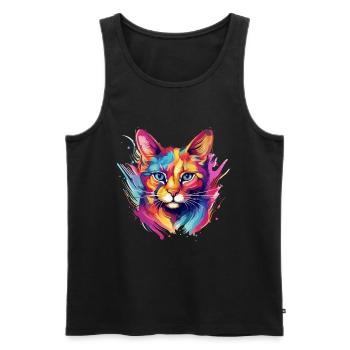 Colorful Chausie cat paint blobs paint splashes - Men's Premium Organic Tank Top - black - Front - Michal (187cm)