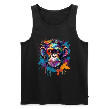 Chimpanzé coloré, éclaboussures de peinture, éclaboussures de peinture - Débardeur bio Premium Homme - noir - Devant - Michal (187cm)