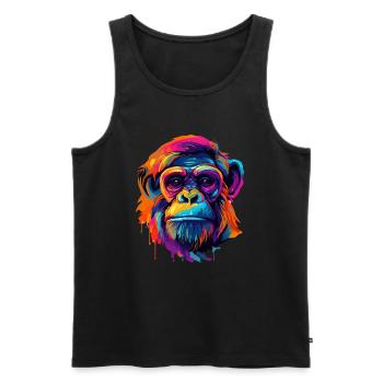 Colorful bonobo paint splashes of paint - Men's Premium Organic Tank Top - black - Front - Michal (187cm)