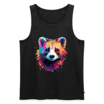 Buntes Frettchen Farbkleckse Farbspritzer - Männer Premium Bio Tank Top - Schwarz - Vorne - Michal (187cm)