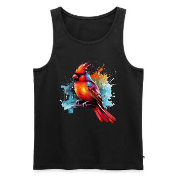 Colorful Red Cardinal Splashes of Paint Splashes - Men's Premium Organic Tank Top - black - Front - AI Model Male 178 light (178cm)