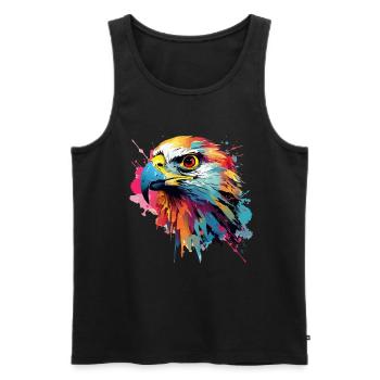 Bunter Falke Farbkleckse Farbspritzer - Männer Premium Bio Tank Top - Schwarz - Vorne - AI Model Male 178 light (178cm)