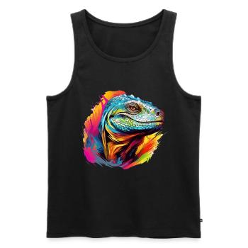 Bunter Komodowaran Farbkleckse Farbspritzer - Männer Premium Bio Tank Top - Schwarz - Vorne - AI Model Male 178 light (178cm)