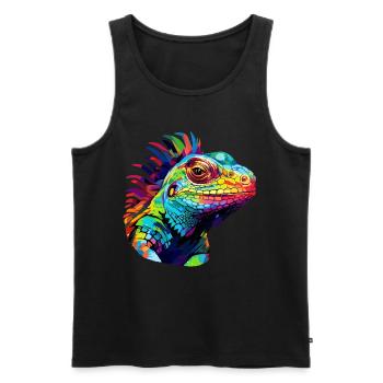 Bunter Leguan Farbkleckse Farbspritzer - Männer Premium Bio Tank Top - Schwarz - Vorne - Michal (187cm)