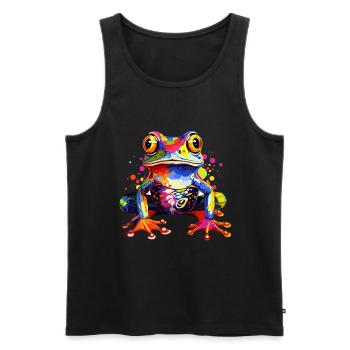 Bunter Frosch Farbkleckse Farbspritzer - Männer Premium Bio Tank Top - Schwarz - Vorne - Michal (187cm)