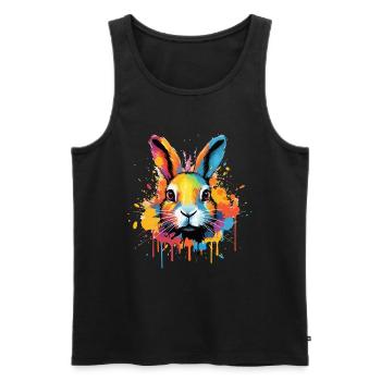 Lapin coloré, taches de peinture, éclaboussures de peinture - Débardeur bio Premium Homme - noir - Devant - Michal (187cm)