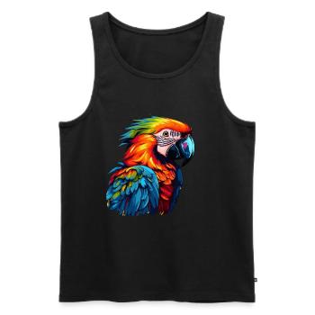 Bunter Papagei Farbkleckse - Männer Premium Bio Tank Top - Schwarz - Vorne - Michal (187cm)