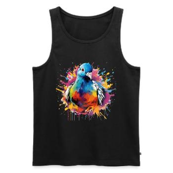 Bunte Taube Farbkleckse Farbspritzer - Männer Premium Bio Tank Top - Schwarz - Vorne - Michal (187cm)