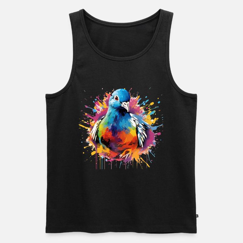 Bunte Taube Farbkleckse Farbspritzer - Männer Premium Bio Tank Top - Schwarz