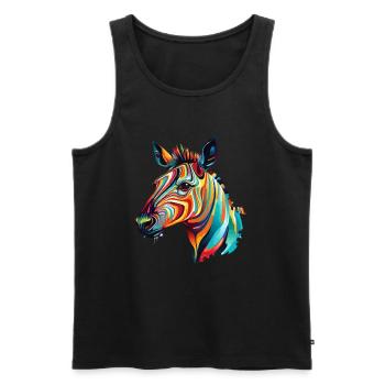 Buntes Okapi Farbkleckse Farbspritzer - Männer Premium Bio Tank Top - Schwarz - Vorne - Michal (187cm)