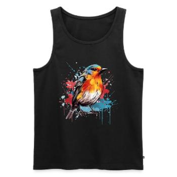 Rouge-gorge coloré, éclaboussures de peinture, éclaboussures de peinture - Débardeur bio Premium Homme - noir - Devant - AI Model Male 178 light (178cm)