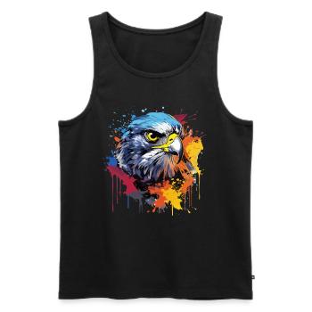 Colorful peregrine falcon splashes of paint - Men's Premium Organic Tank Top - black - Front - AI Model Male 178 light (178cm)