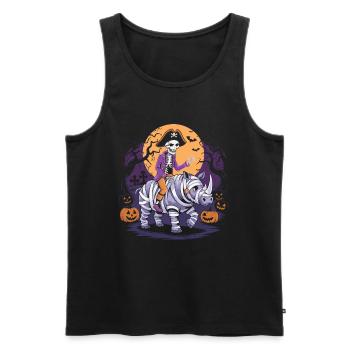 Skeleton riding a rhinoceros on Halloween - Men's Premium Organic Tank Top - black - Front - Michal (187cm)
