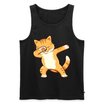 Dabbing Katze Dab Cat Geschenk - Débardeur bio Premium Homme - noir - Devant - AI Model Male 178 light (178cm)