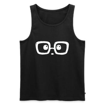 Regard étonné avec lunettes... - Débardeur bio Premium Homme - noir - Devant - AI Model Male 178 light (178cm)
