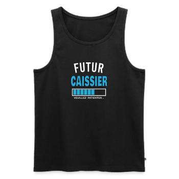 futur CAISSIER - Débardeur bio Premium Homme - noir - Devant - Michal (187cm)