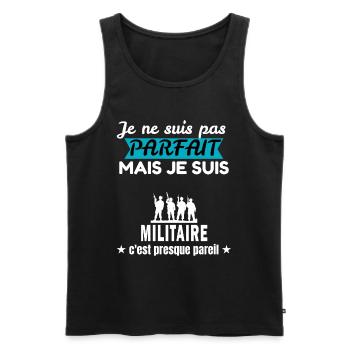 je ne suis pas parfait Militaire cadeau Militaire - Débardeur bio Premium Homme - noir - Devant - AI Model Male 178 light (178cm)