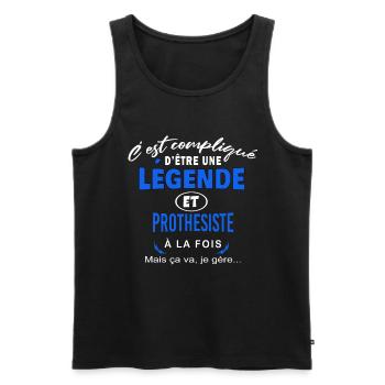 humour Légende et PROTHESISTE cadeau - Débardeur bio Premium Homme - noir - Devant - Michal (187cm)