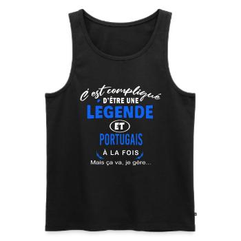 humour Légende et PORTUGAIS cadeau - Débardeur bio Premium Homme - noir - Devant - AI Model Male 178 light (178cm)
