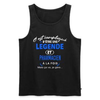 humour Légende et PHARMACIEN cadeau - Débardeur bio Premium Homme - noir - Devant - Michal (187cm)